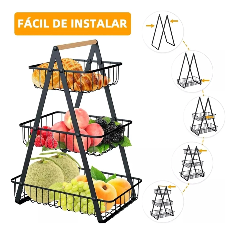 ESTANTE ORGANIZADOR IMPORTCLICK VERDURAS FRUTAS COCINA MULTIUSO METAL - 4