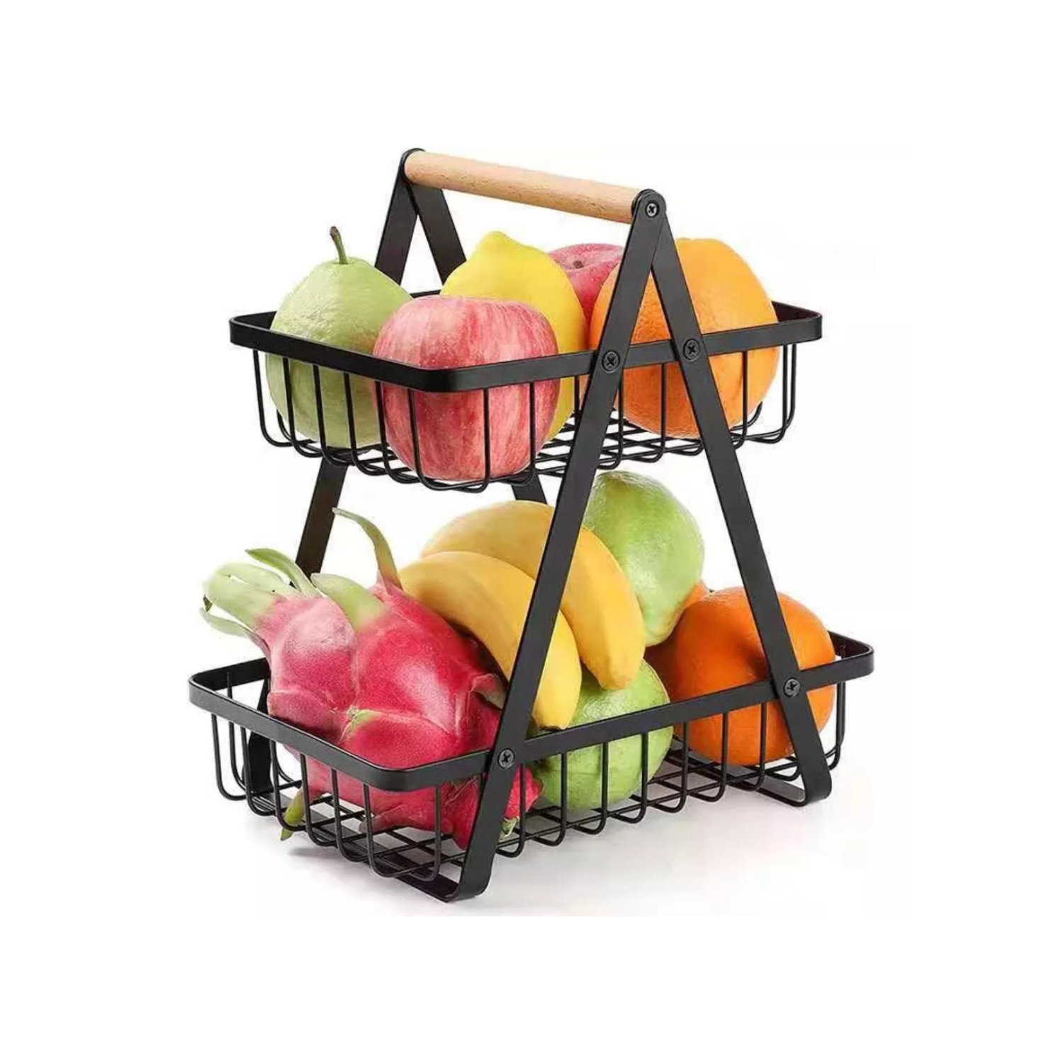 ORGANIZADOR IMPORTCLICK FRUTERO MESA FRUTAS 2 NIVELES NEGRO METAL - 2