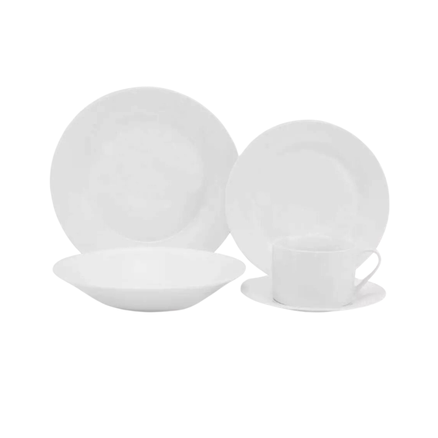 SET LOZA 16 PIEZAS PLATOS TAZAS VAJILLA CERÁMICA BLANCO - 1