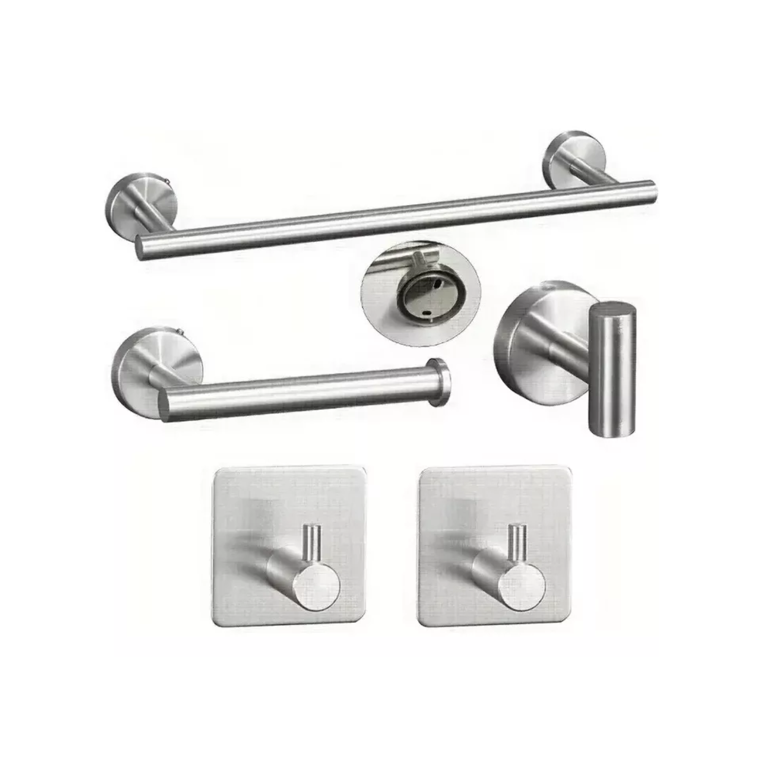 SET 5 ACCESORIOS BAÑO ACERO INOXIDABLE BAÑO FÁCIL INSTALACIÓN - 2