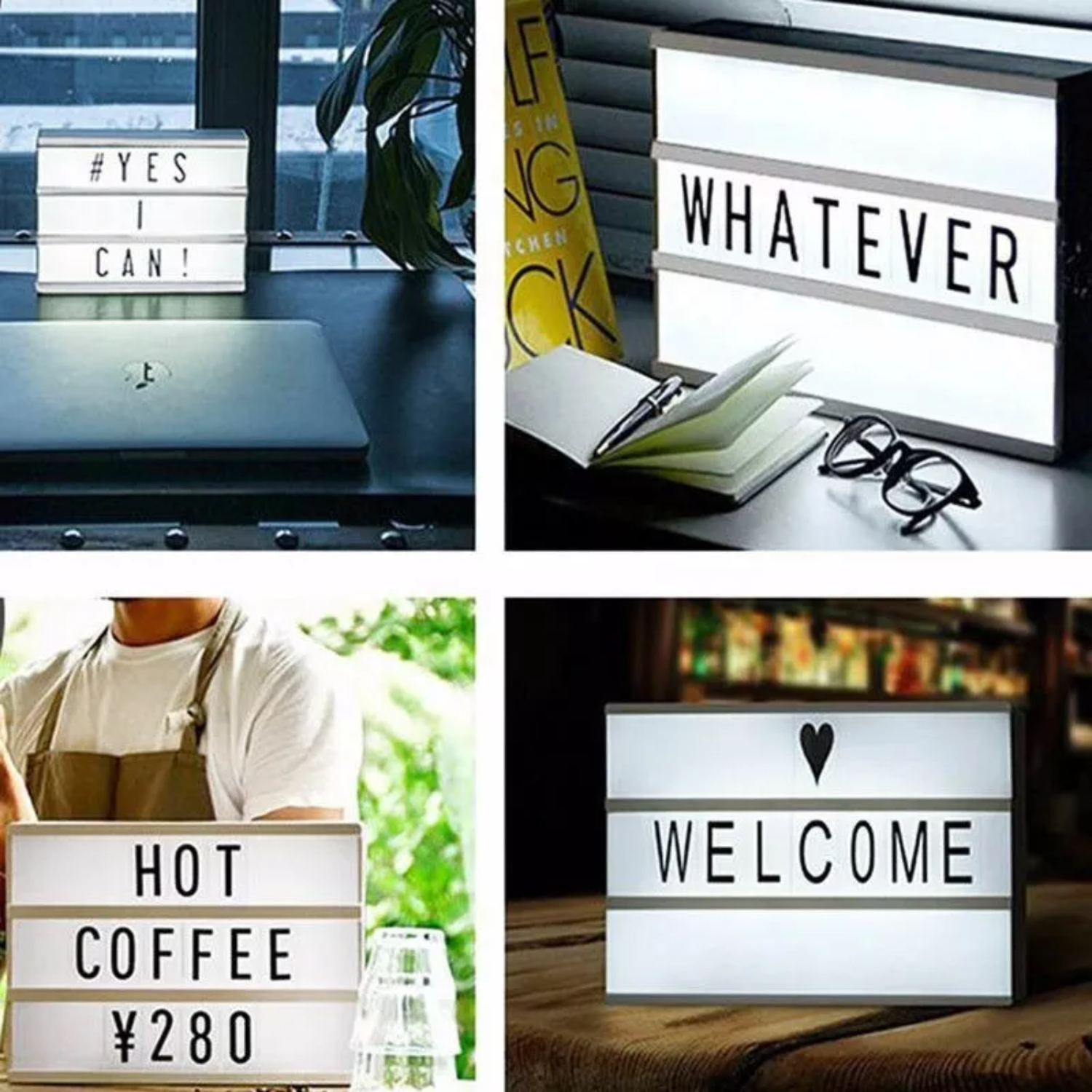 PIZARRA LUMINOSA LUZ LED A4 CARTEL LETRAS EMOJIS NEGRO - 5