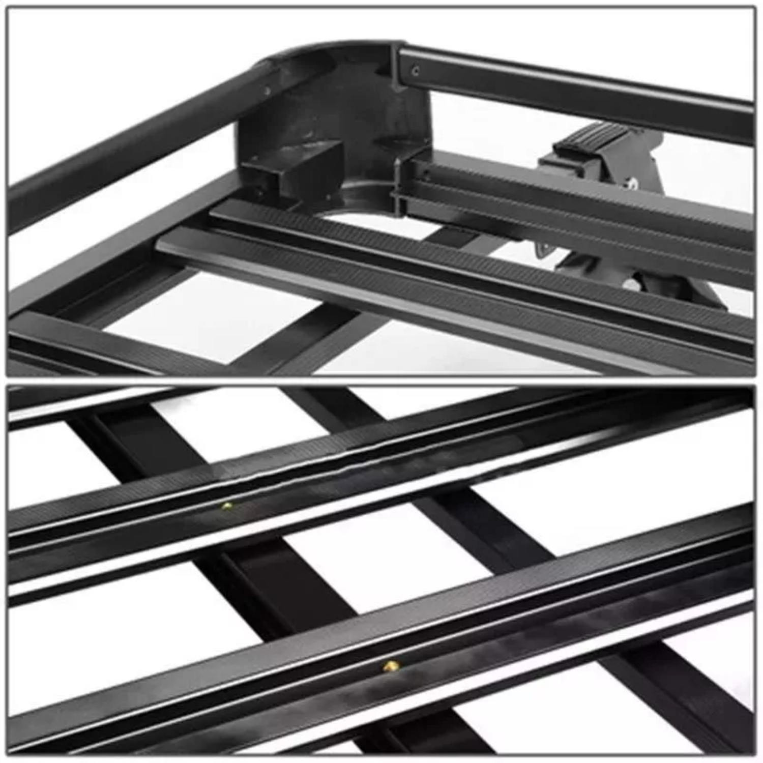 PARRILA TECHO AUTOMÓVIL ALUMINIO 15X90X130 CM BARRAS PORTA EQUIPAJE NEGRO - 4
