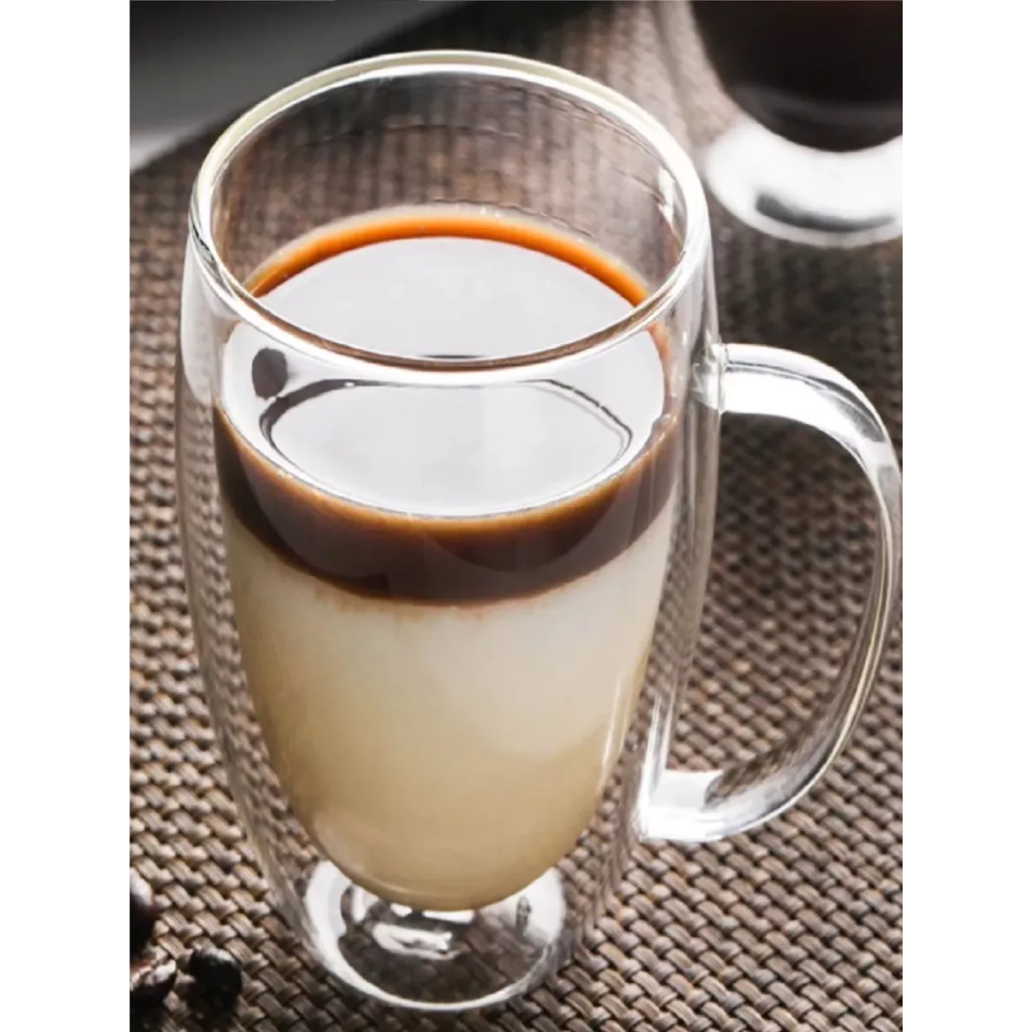 SET 4 MUG TAZAS CAFÉ TÉ DOBLE PARED VIDRIO 350 ML - 4