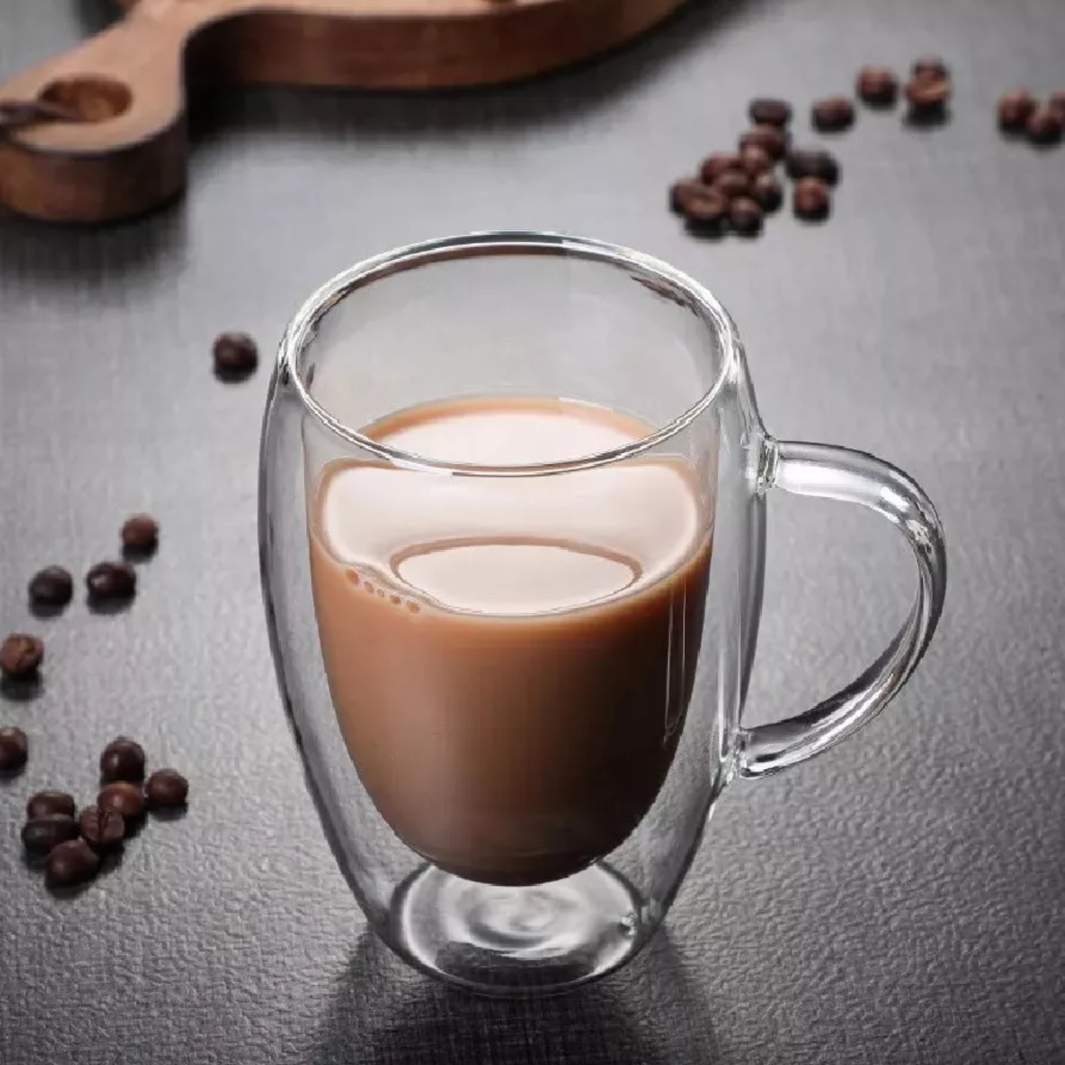 SET 4 MUG TAZAS CAFÉ TÉ DOBLE PARED VIDRIO 350 ML - 5