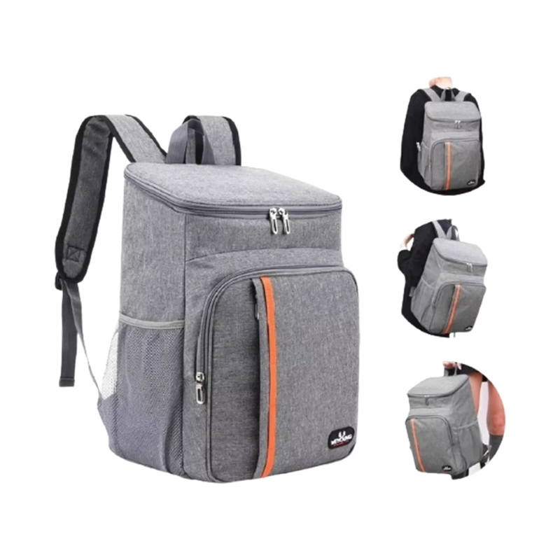 MOCHILA TÉRMICA ALIMENTOS IMPERMEABLE LISA GRIS 18 L - 2