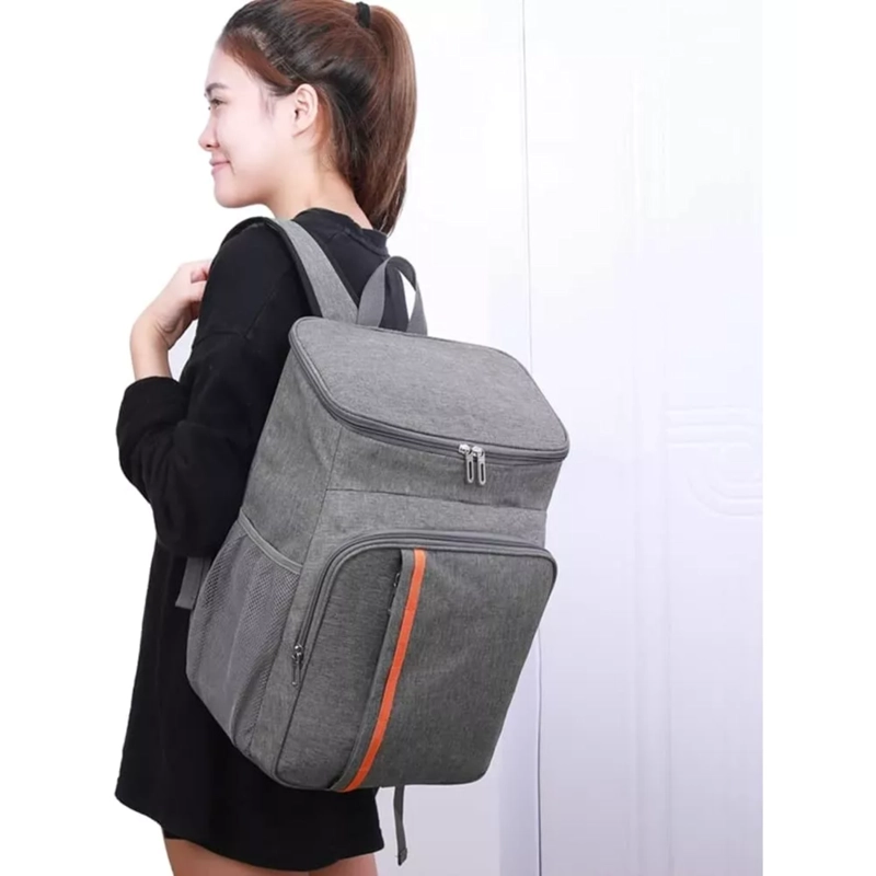 MOCHILA TÉRMICA ALIMENTOS IMPERMEABLE LISA GRIS 18 L - 4