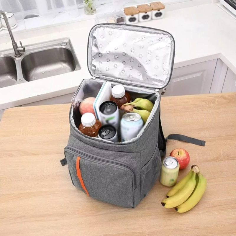 MOCHILA TÉRMICA ALIMENTOS IMPERMEABLE LISA GRIS 18 L - 5