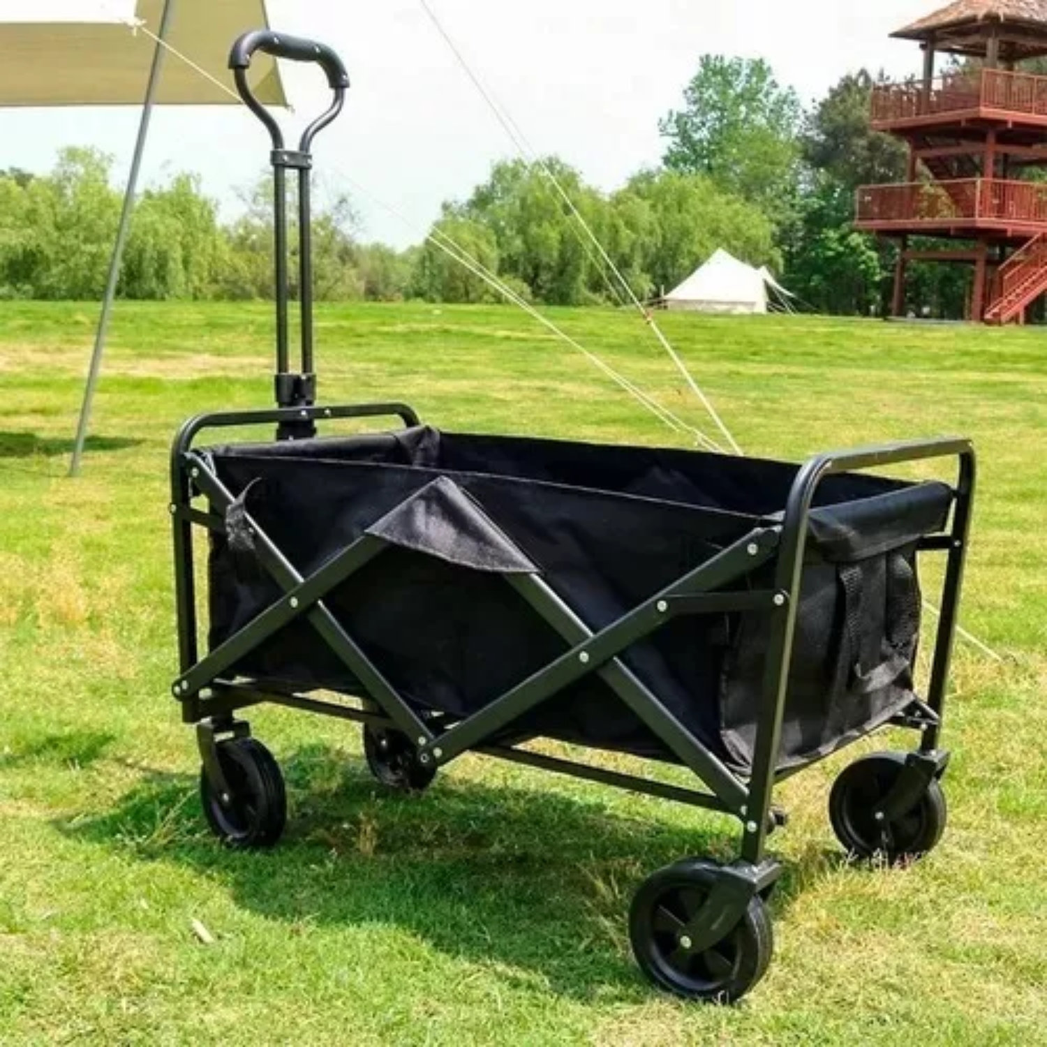 CARRITO COMPRAS PLEGABLE CAMPING PRO MAX NEGRO - 6