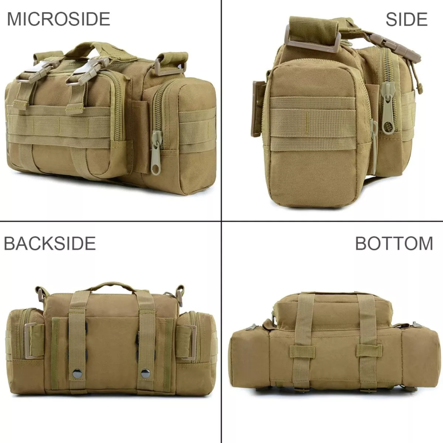 BOLSO IMPORTCLICK BANANO MILITAR TÁCTICO AJUSTABLE TELA LISO 30X18X8 CM - 2