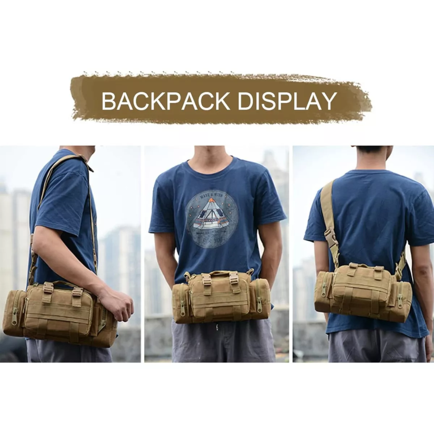 BOLSO IMPORTCLICK BANANO MILITAR TÁCTICO AJUSTABLE TELA LISO 30X18X8 CM - 5