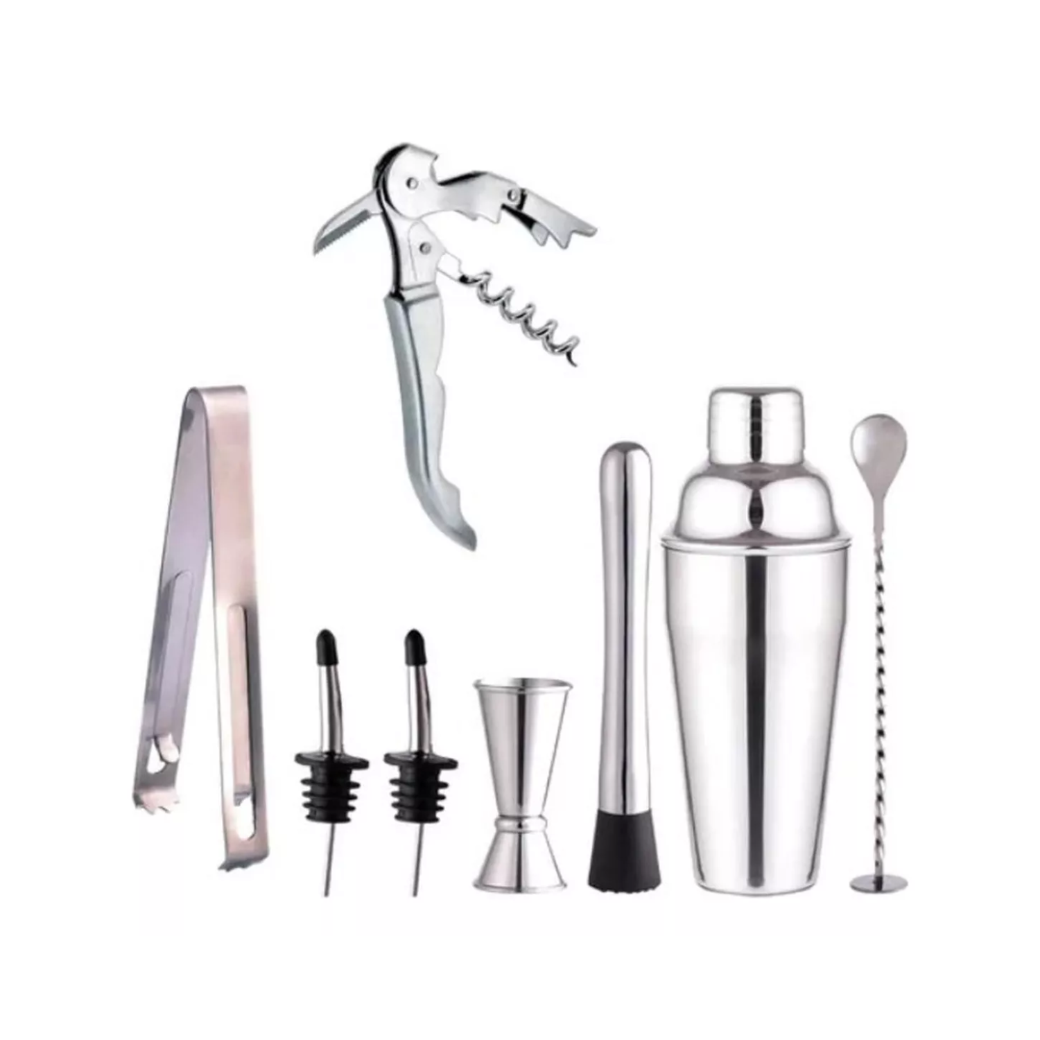 KIT JUEGO COCTELERA PROFESIONAL BAR 8 PIEZAS ACERO INOXIDABLE - 1