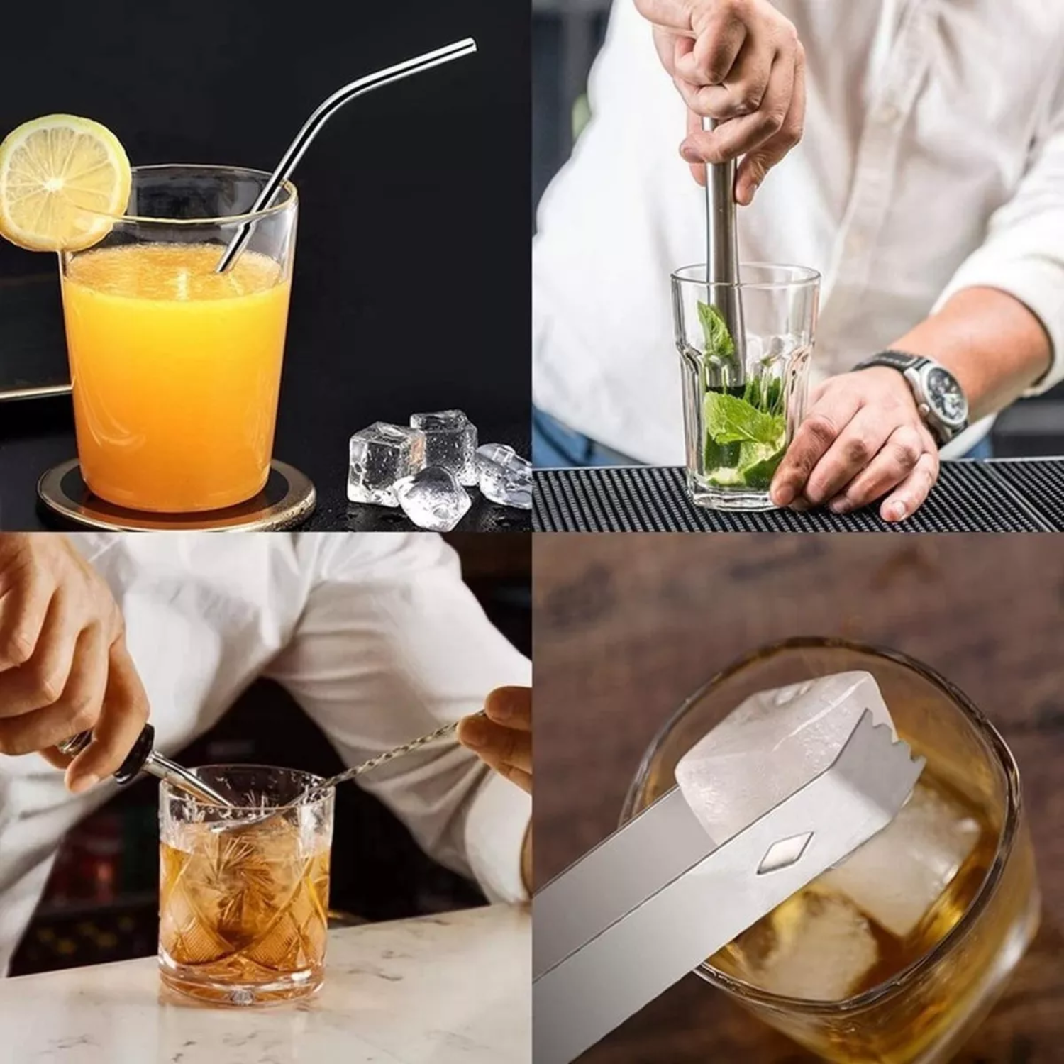 KIT JUEGO COCTELERA PROFESIONAL BAR 8 PIEZAS ACERO INOXIDABLE - 5