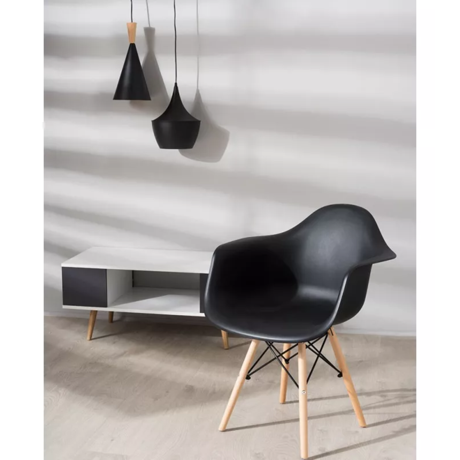SILLA IMPORTCLICK NEGRO COMEDOR EAMES HOGAR BUTACA ESTRUCTURA - 3