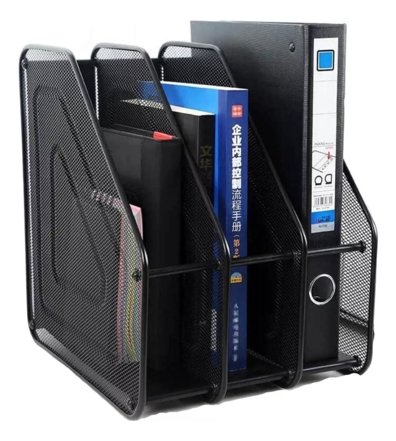 ORGANIZADOR LIBROS REVISTERO METAL ESCRITORIO 3 NIVELES 31X24X29 CM - 2