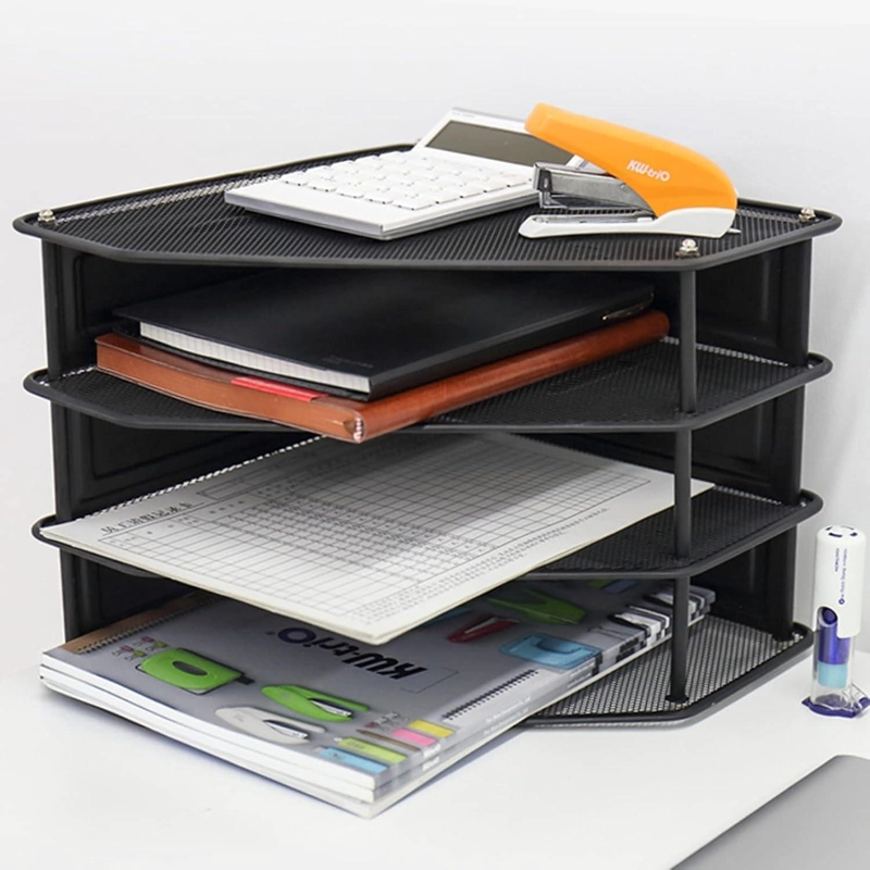 ORGANIZADOR LIBROS REVISTERO METAL ESCRITORIO 3 NIVELES 31X24X29 CM - 4