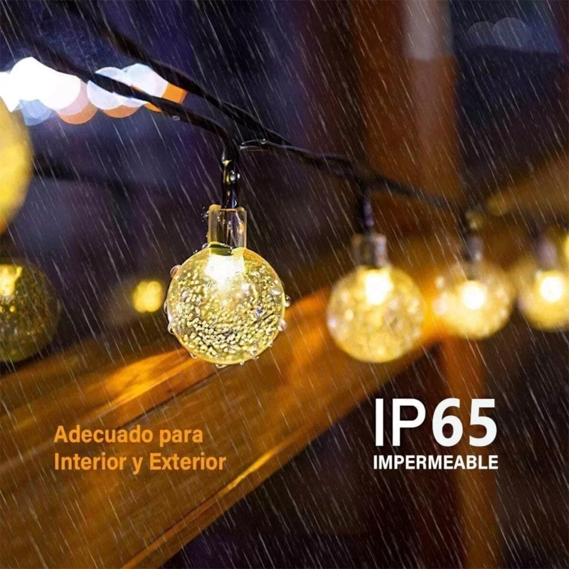 TIRA 30 LUCES SOLARES LED JARDIN HOGAR EXTERIORES 3V 6.5 M - 5