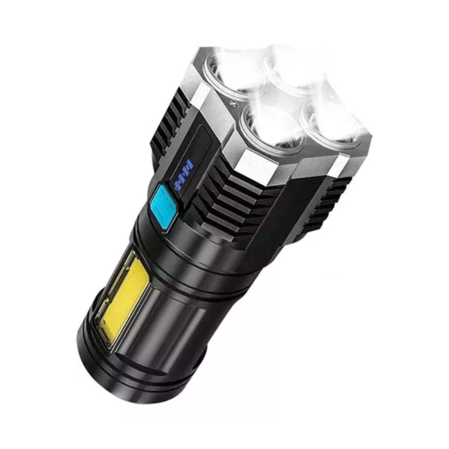 LINTERNA LED LUZ BLANCA 4 NÚCLEOS ALCANCE 500 M RECARGABLE - 1