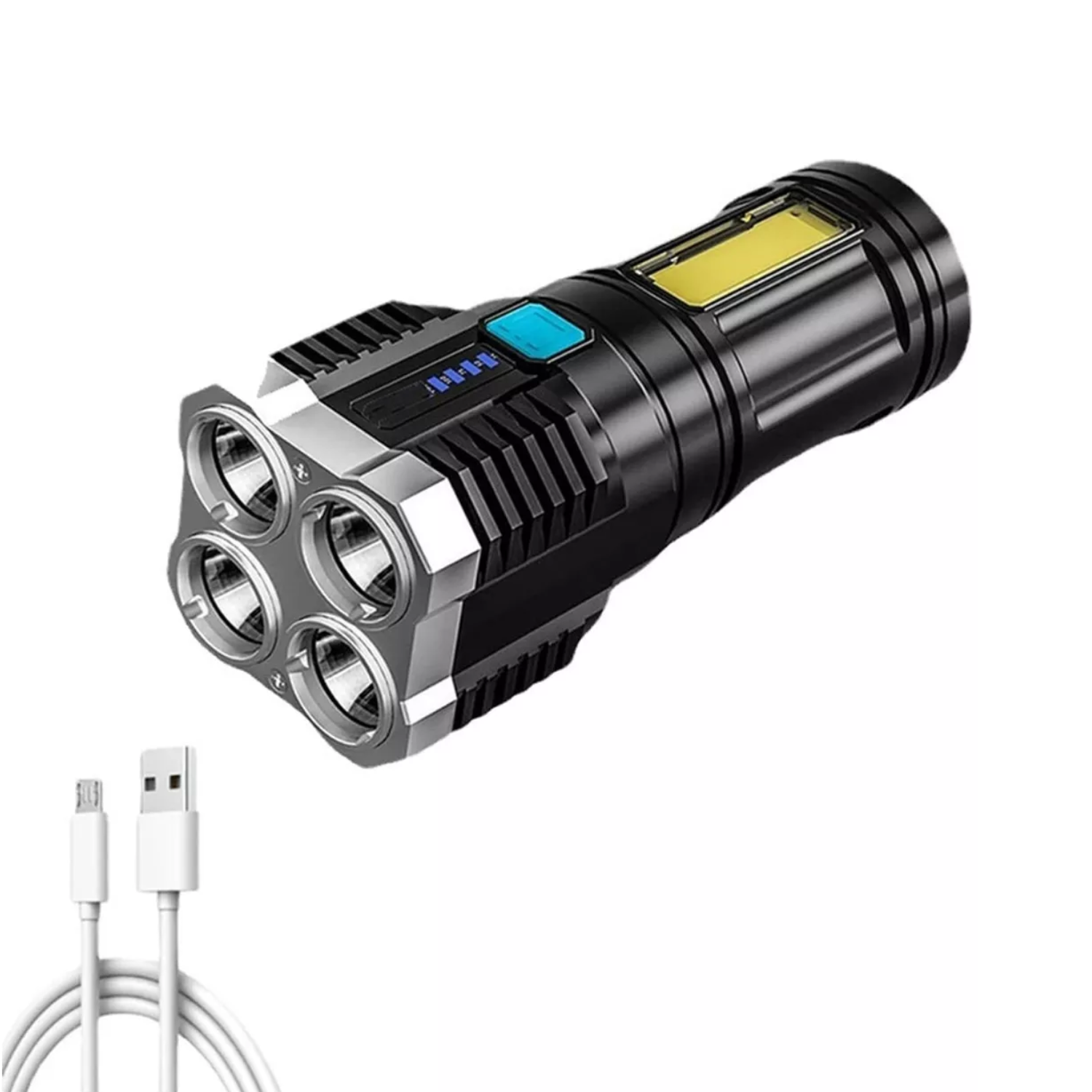 LINTERNA LED LUZ BLANCA 4 NÚCLEOS ALCANCE 500 M RECARGABLE - 2
