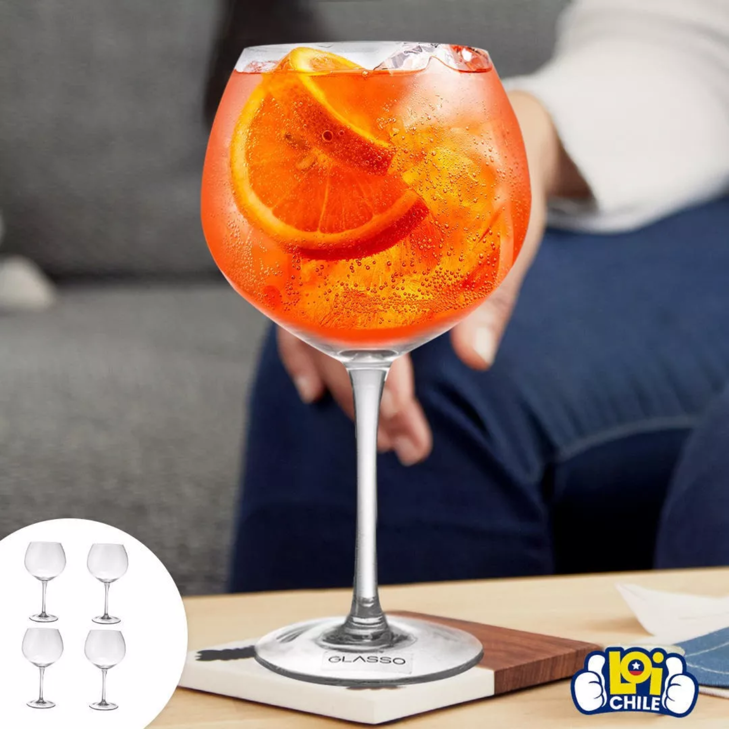SET 4 COPAS APERITIVO CÓCTEL VIDRIO 640 ML TRANSPARENTE - 5