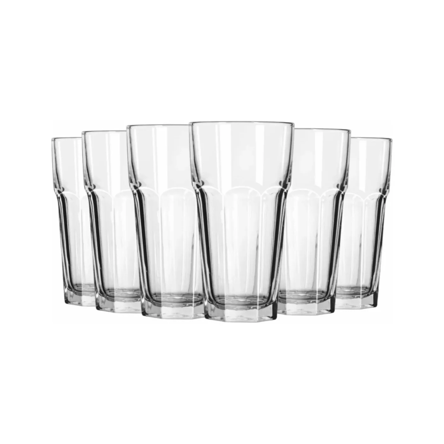 SET 6 VASOS AGUA BEBIDA CÓCTEL VIDRIO 468 ML TRANSPARENTE - 3