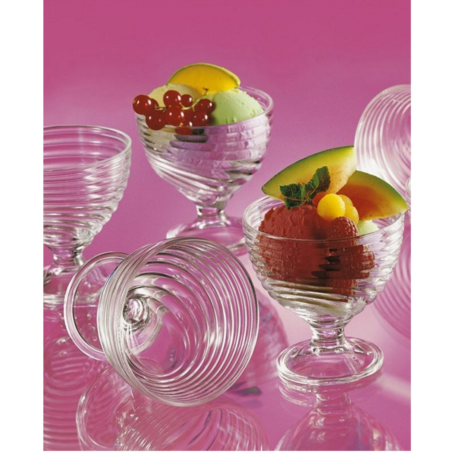 SET 4 COPAS ELEGANTE HELADOS POSTRES VIDRIO 300 ML - 5