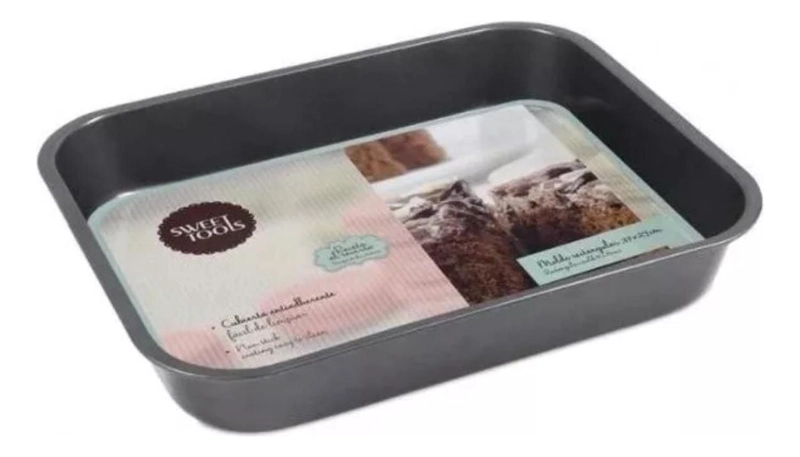 MOLDE PASTELERIA HORNO BROWNIES RECTANGULAR METAL 37X 27X1 CM - 1