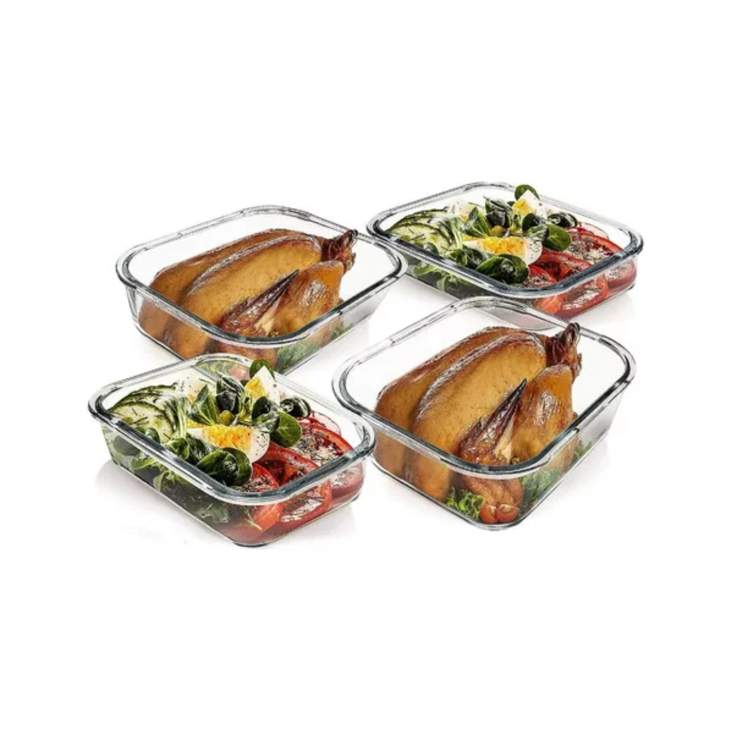 SET 3 TUPPER HERMÉTICO VIDRIO PARA ALIMENTOS COMIDA - 3