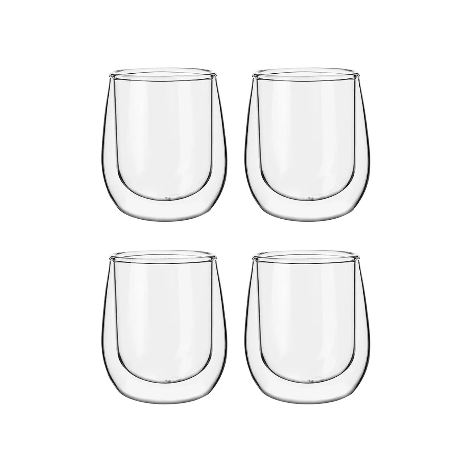 SET 4 TAZAS MUG CAFÉ EXPRESO DOBLE PARED VIDRIO 80 ML - 1