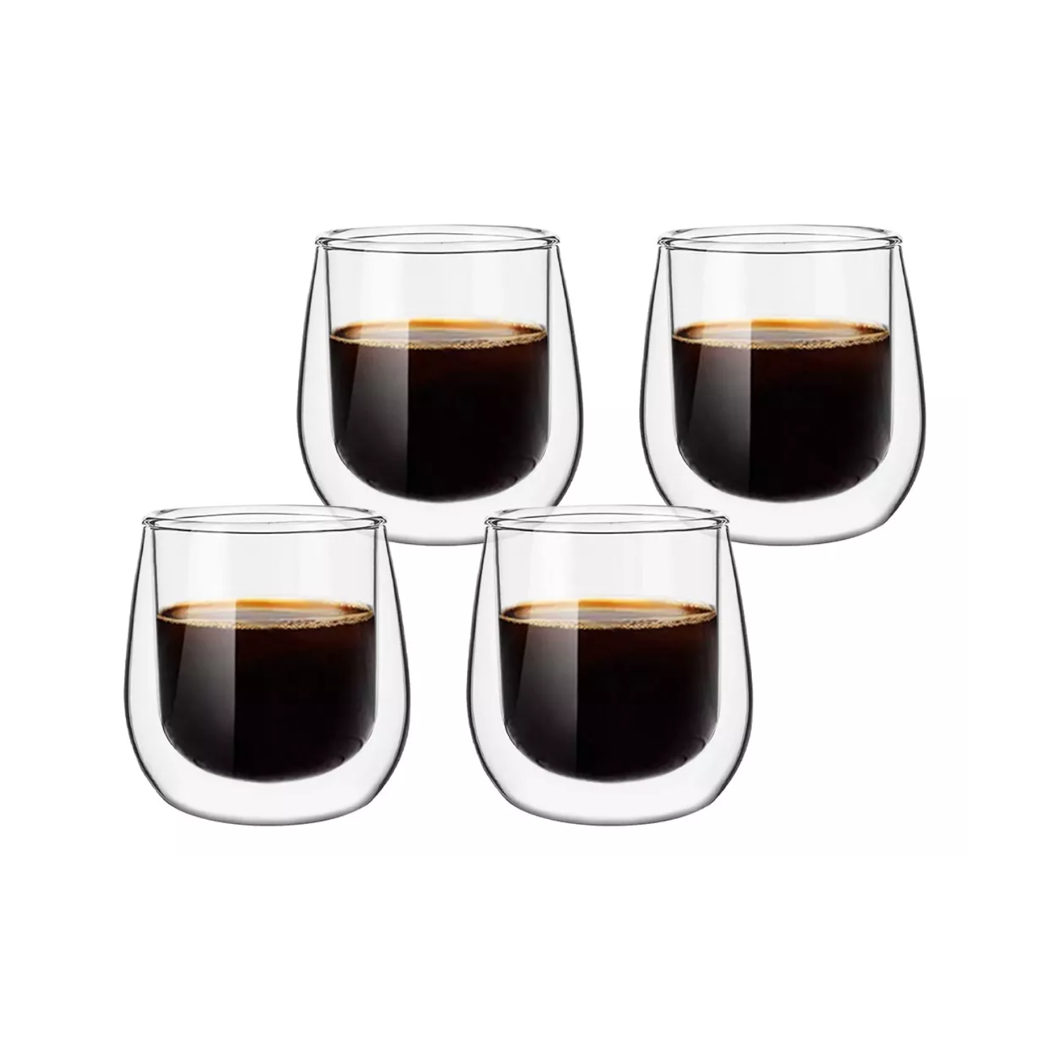 SET 4 TAZAS MUG CAFÉ EXPRESO DOBLE PARED VIDRIO 80 ML - 3