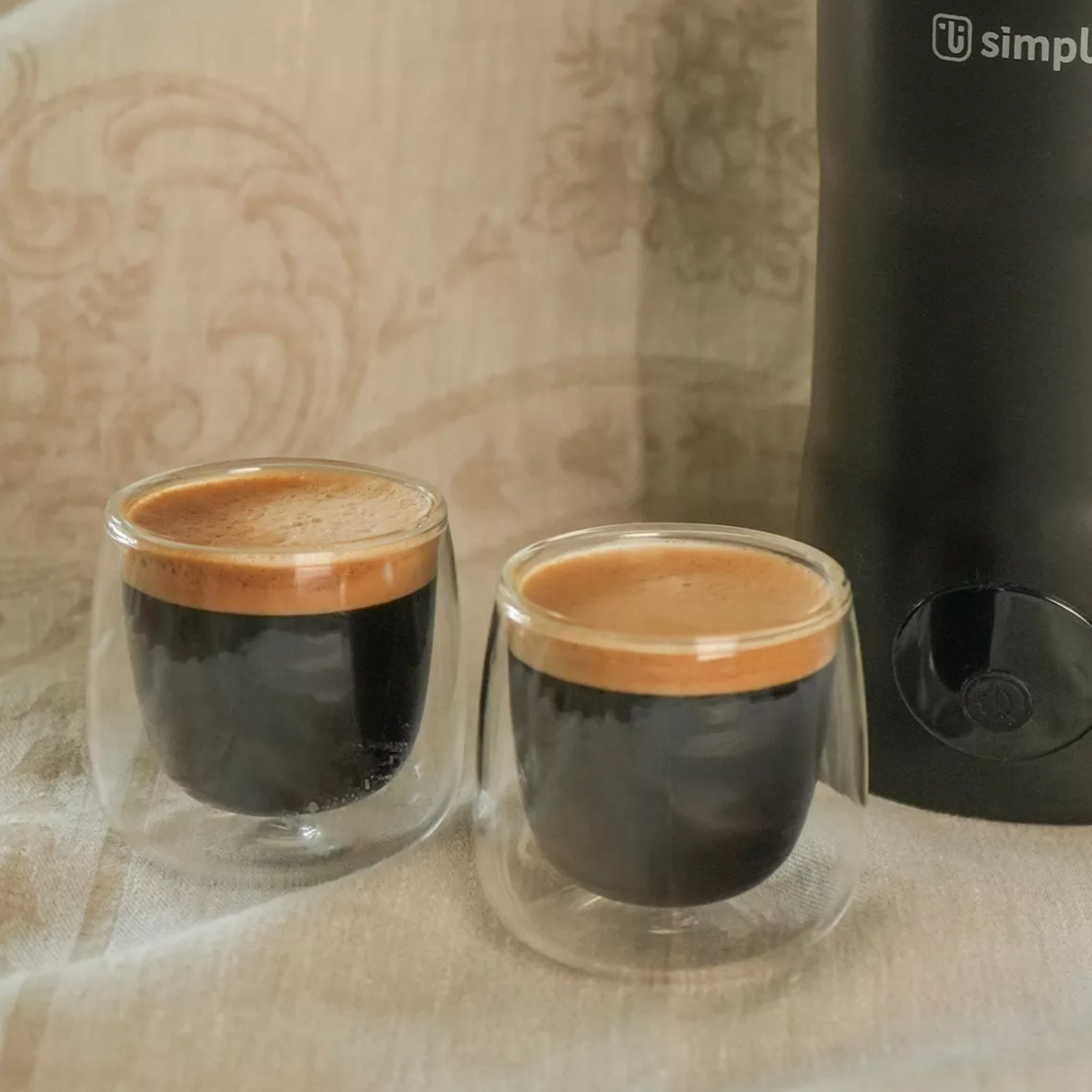 SET 4 TAZAS MUG CAFÉ EXPRESO DOBLE PARED VIDRIO 80 ML - 5