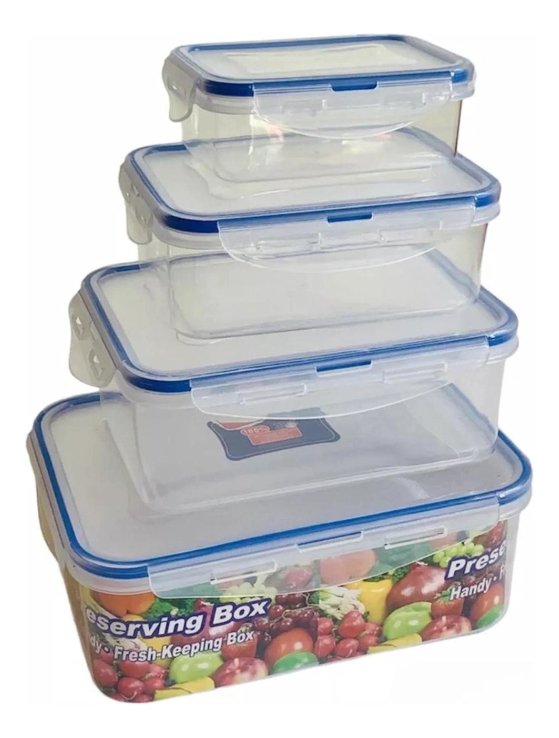 SET 4 TUPPER HERME TICOS ALIMENTOS PLASTICO AZUL - 1