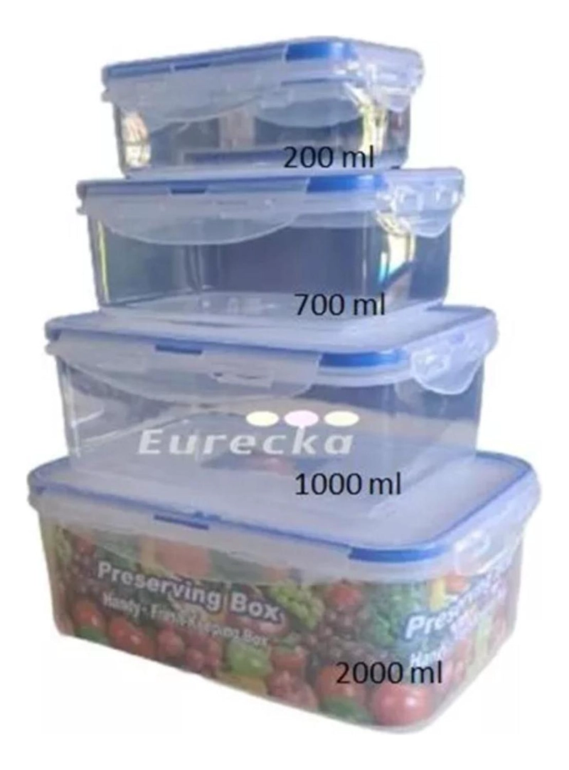SET 4 TUPPER HERME TICOS ALIMENTOS PLASTICO AZUL - 2