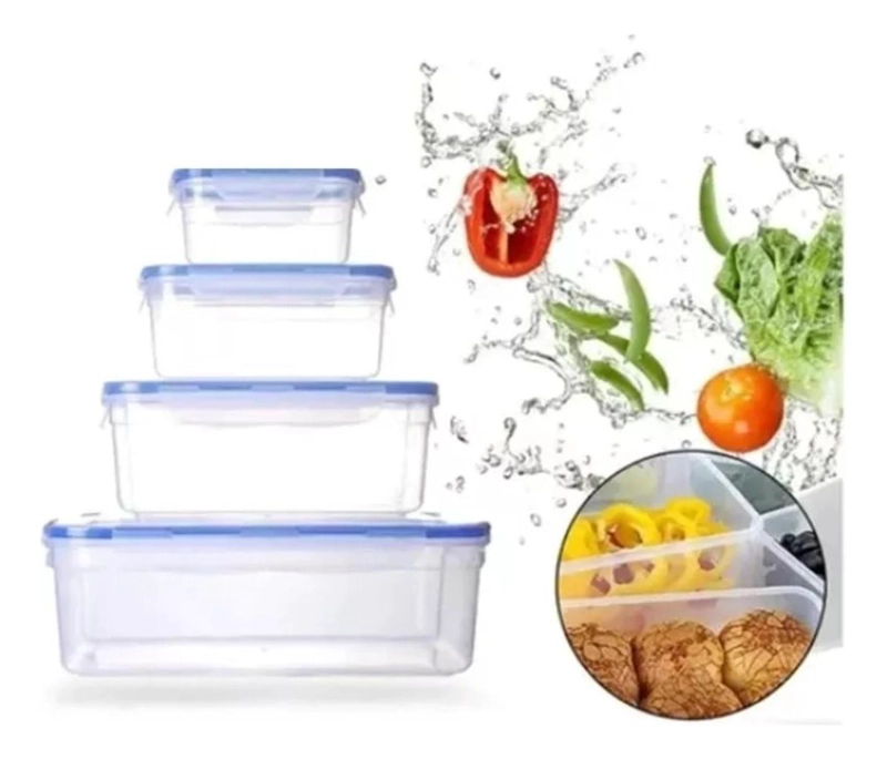SET 4 TUPPER HERME TICOS ALIMENTOS PLASTICO AZUL - 3