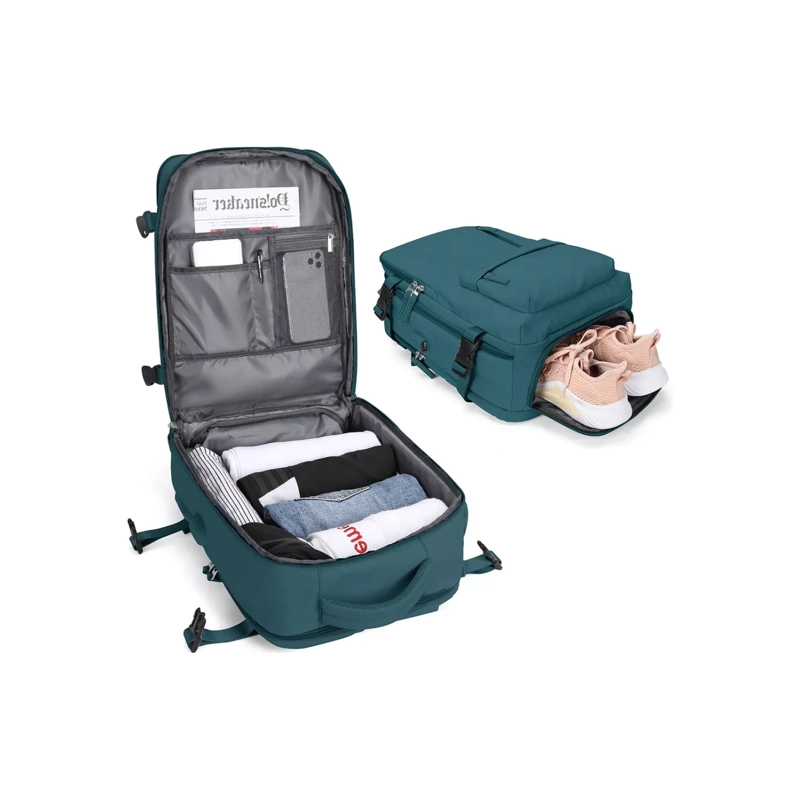 MOCHILA VIAJE GRAN CAPACIDAD USB TELA VERDE DLX - 2