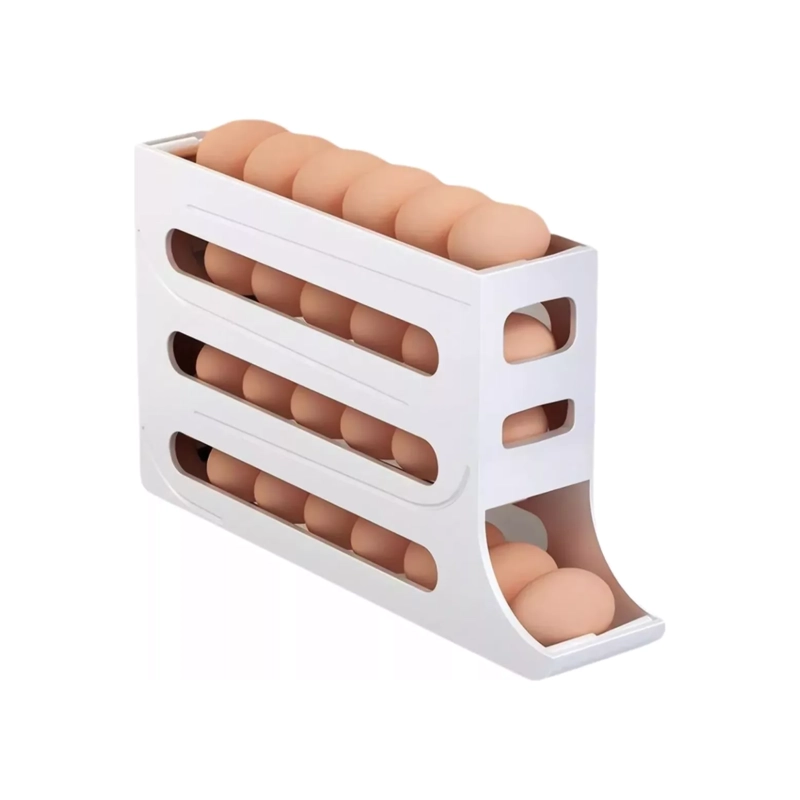 ORGANIZADOR PORTAHUEVOS 4 NIVELES 30 HUEVOS 35,9X7 CM BLANCO - 1
