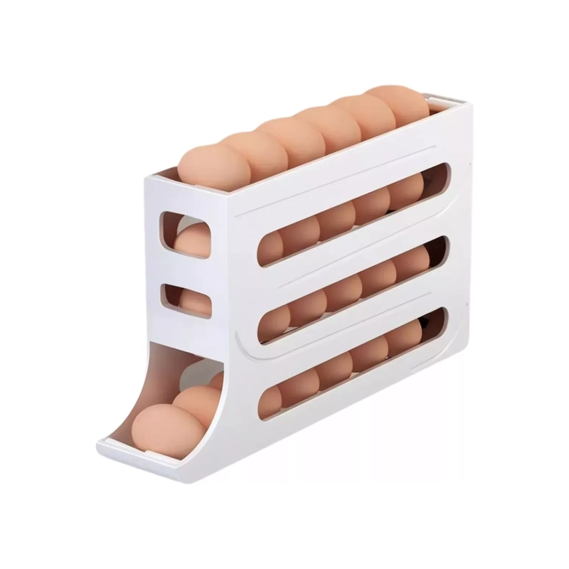 ORGANIZADOR PORTAHUEVOS 4 NIVELES 30 HUEVOS 35,9X7 CM BLANCO - 2