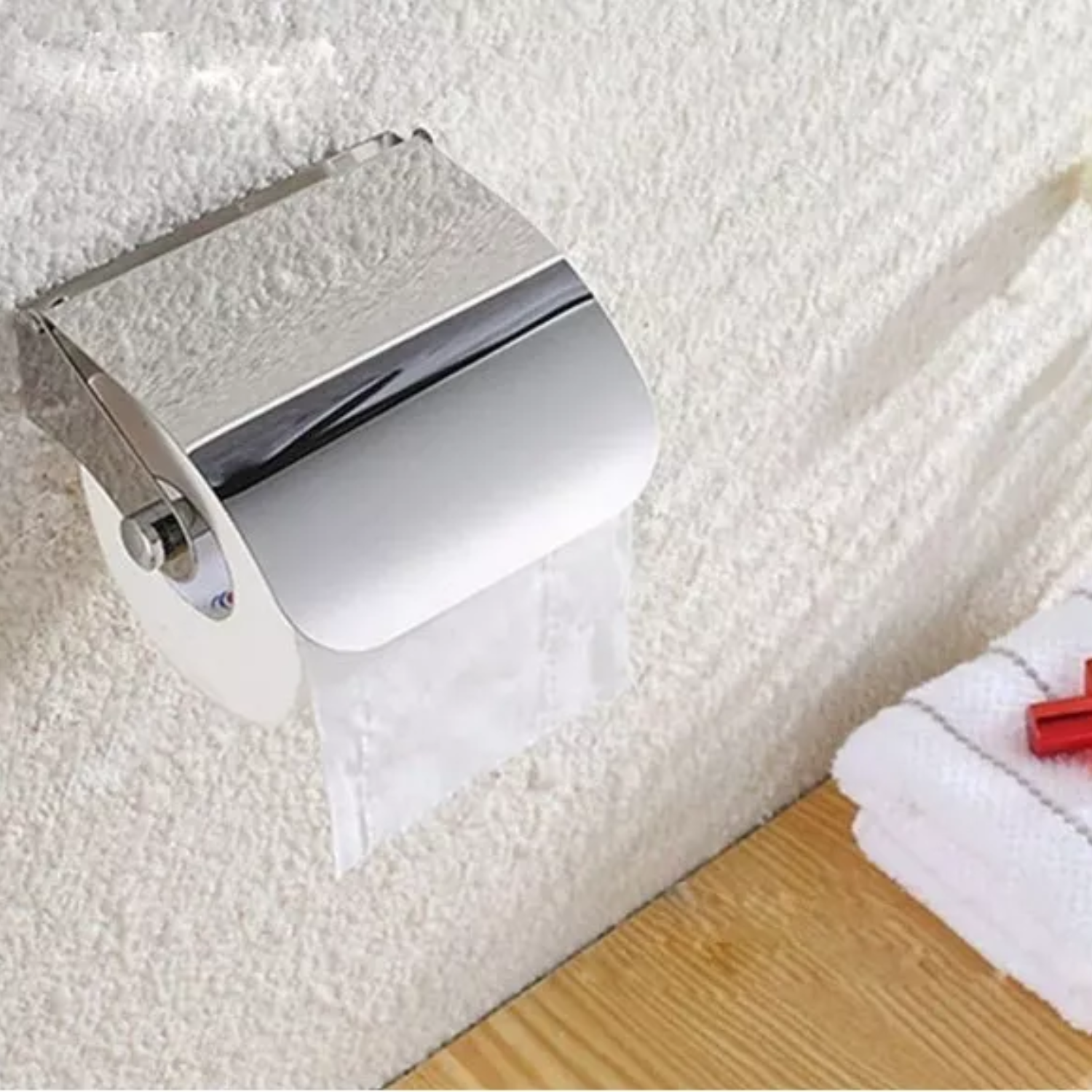 SOPORTE PAPEL HIGIÉNICO BAÑO ACERO INOXIDABLE 13X14X4,5 CM PLATEADO - 5