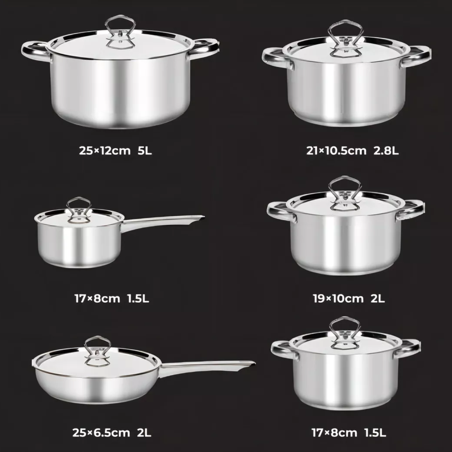 JUEGO BATERÍA 15 PIEZAS COCINA ACERO INOXIDABLE PLATEADO - 3