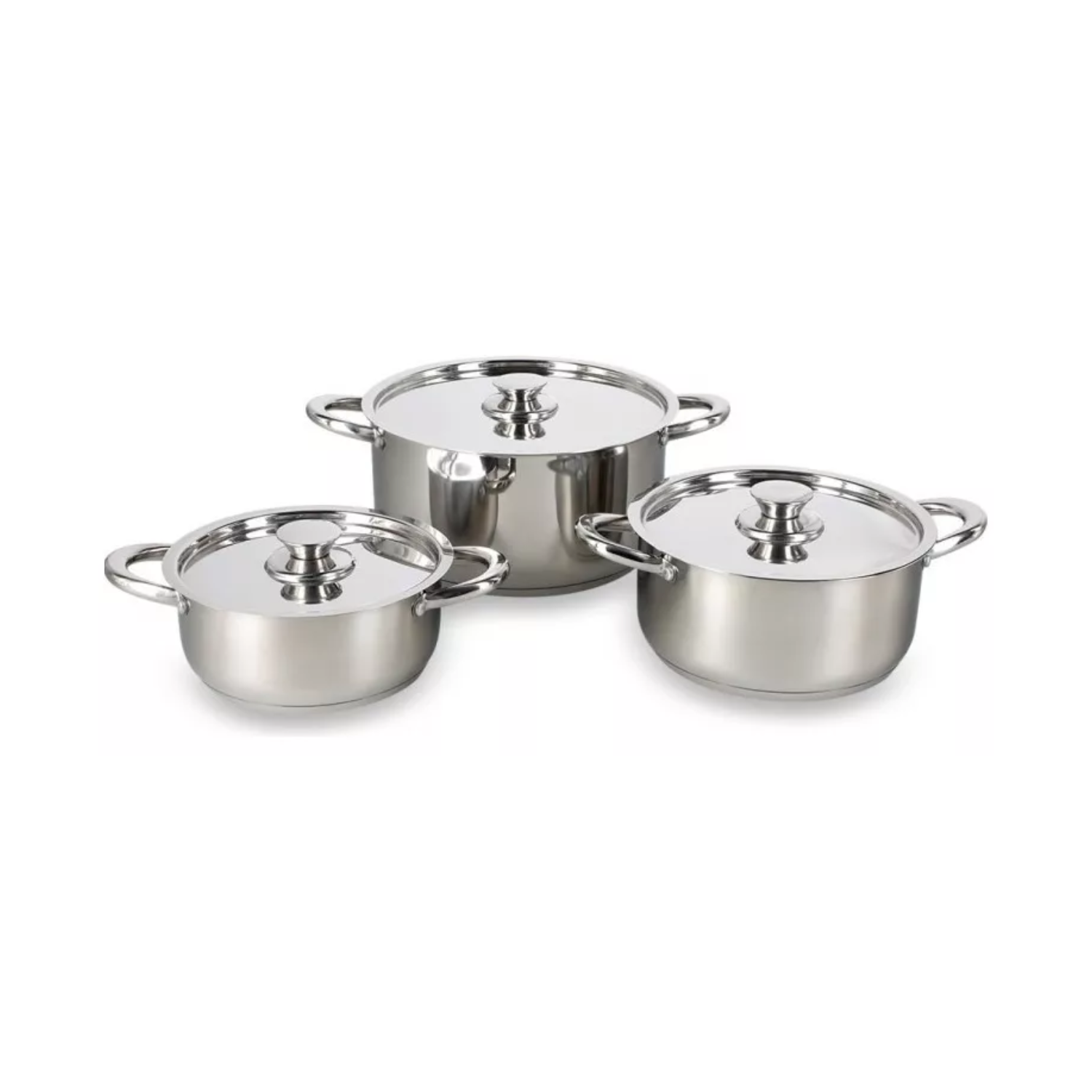 JUEGO BATERÍA 6 PIEZAS OLLA COCINA ACERO INOXIDABLE PLATEADO - 1