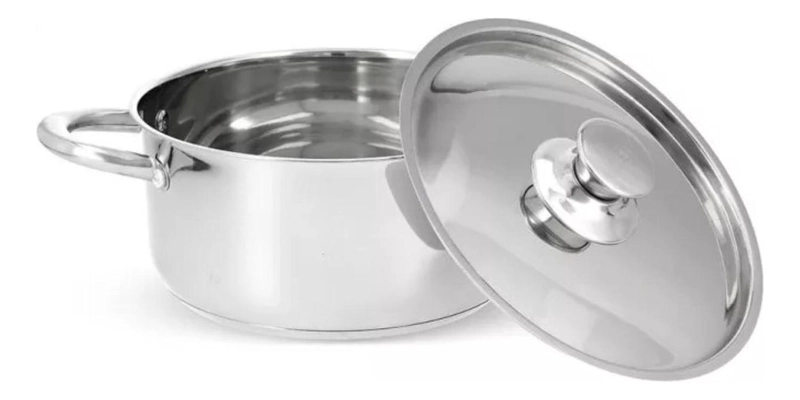 JUEGO BATERIA 6 PIEZAS OLLA COCINA ACERO INOXIDABLE PLATEADO - 4