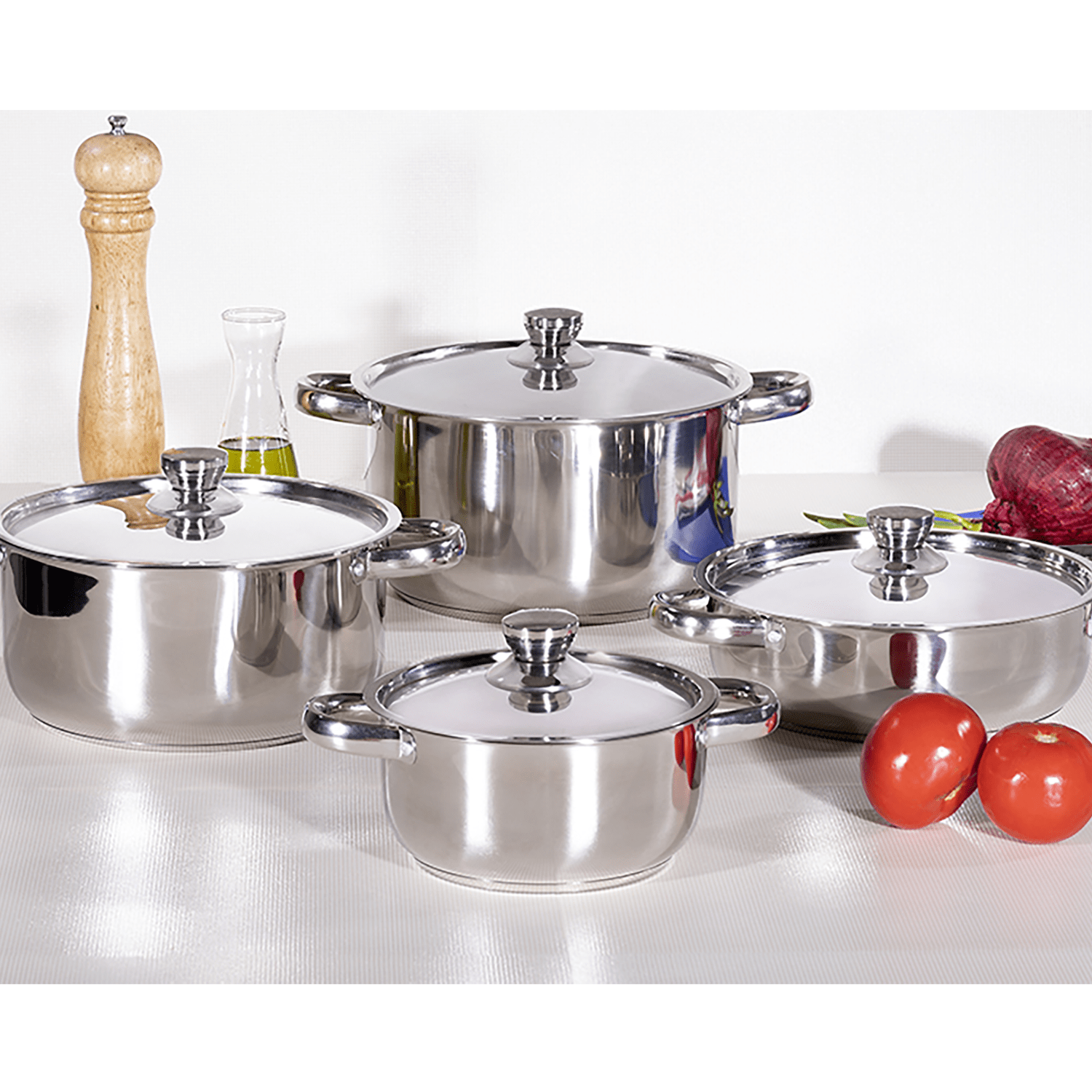 JUEGO BATERÍA 6 PIEZAS OLLA COCINA ACERO INOXIDABLE PLATEADO - 5