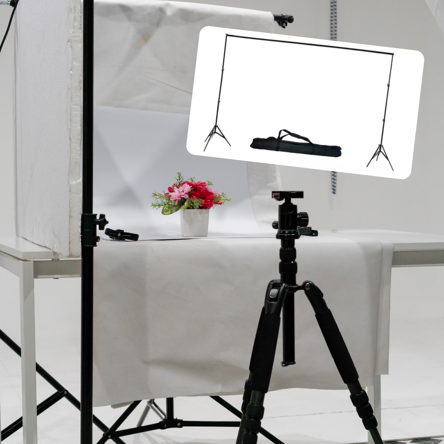 KIT IMPORTCLICK SOPORTE PORTA TELÓN FOTOGRÁFICO CHROMA KEY - 5