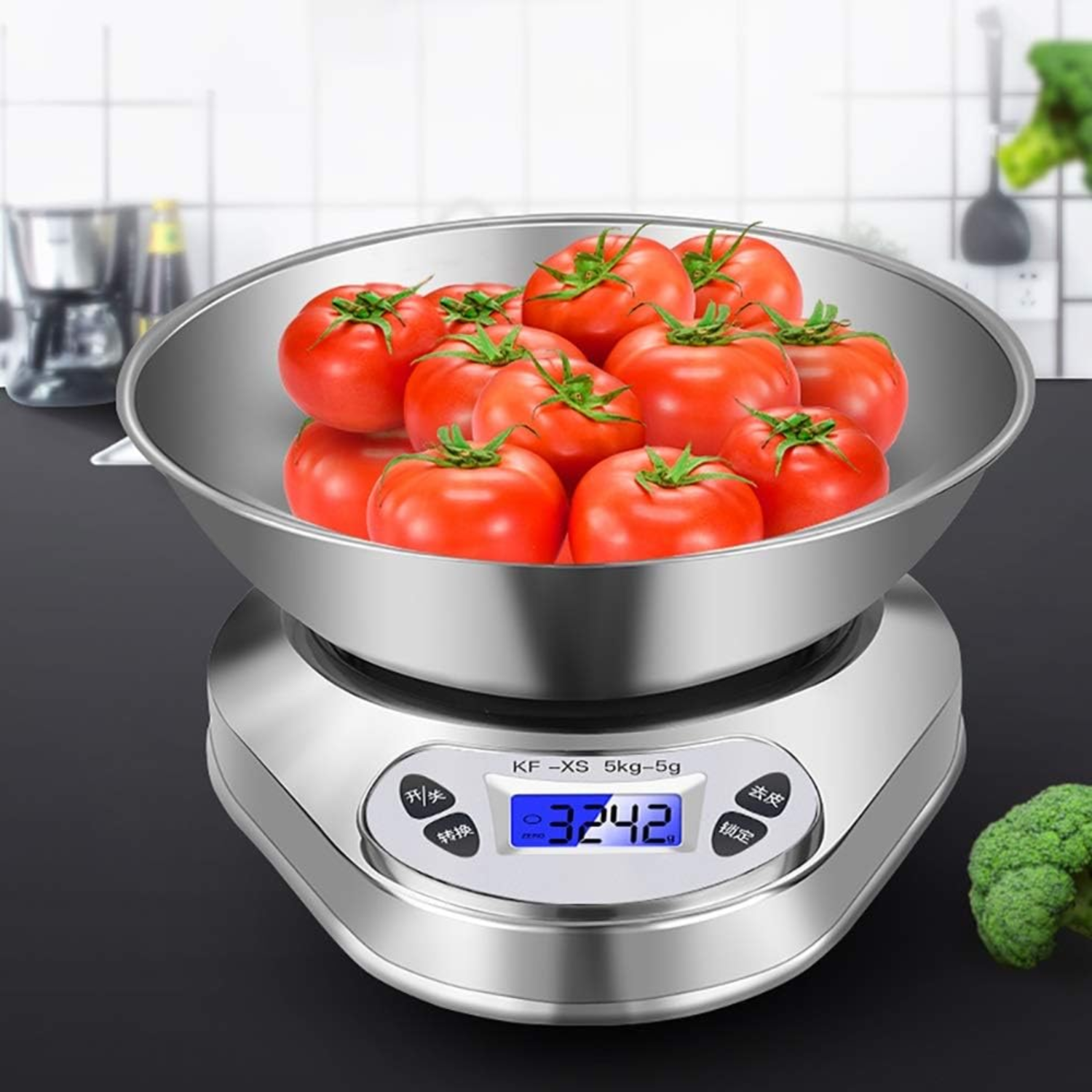 PESA COCINA ACERO INOXIDABLE 1 GR A 5 KG + BOWL CAPACIDAD 500 GR - 4