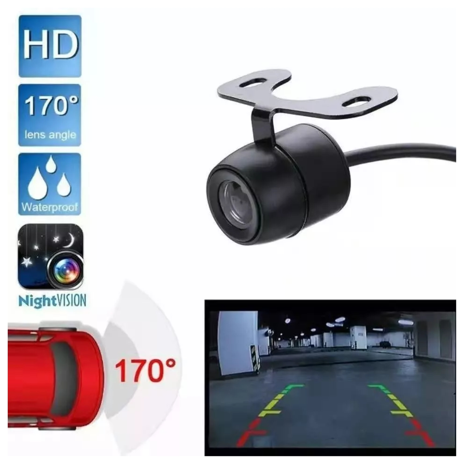 CÁMARA HD AUTO VISIÓN NOCTURNA RETROCESO IP66 12 V - 2