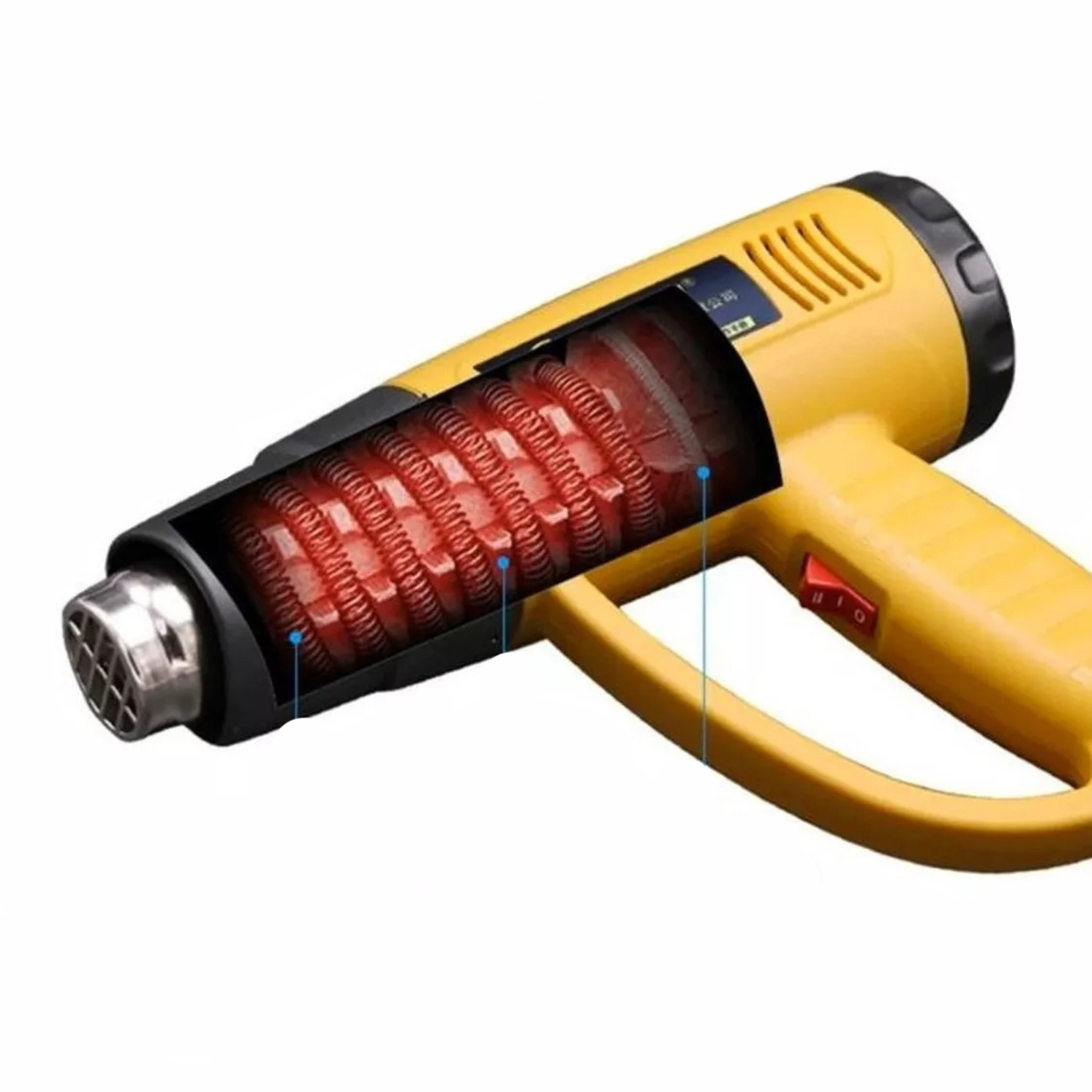 PISTOLA CALOR 2000 WATT AJUSTE FLUJO AIRE TEMPERATURA AMARILLA - 5