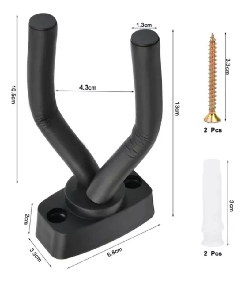 PACK 4 SOPORTE GUITARRA PARED COLGADOR BAJO UKELELE NEGRO - 2