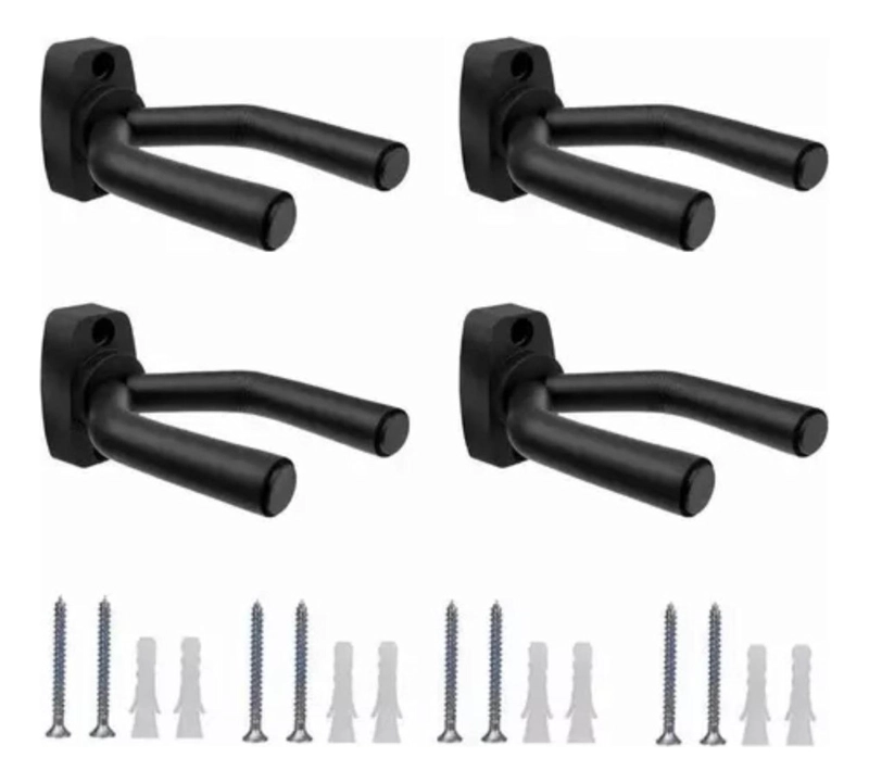 PACK 4 SOPORTE GUITARRA PARED COLGADOR BAJO UKELELE NEGRO - 3