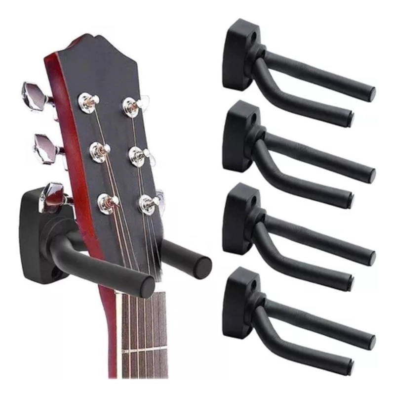 PACK 4 SOPORTE GUITARRA PARED COLGADOR BAJO UKELELE NEGRO - 4