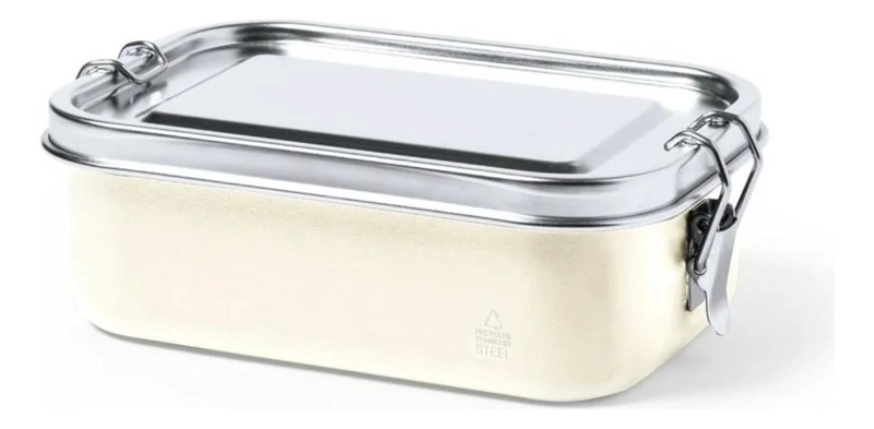 CONTENEDOR TUPPER HERME TICO ACERO INOX. BEIGE SHONKA 750 ML - 1