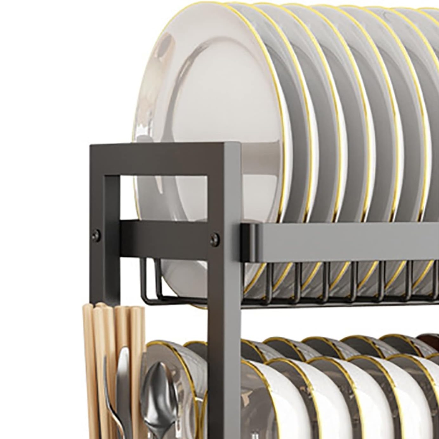 RACK ESCURRIDOR PLATOS 3 NIVELES ACERO NEGRO - 7